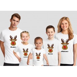 T-shirt Noël édition rennes Rudolphe Prénom personnalisable - Cadeau