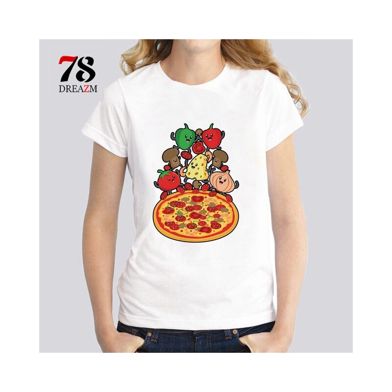 T-Shirt Pizza Végétarienne - Femme Cadeau Vegetables is good !