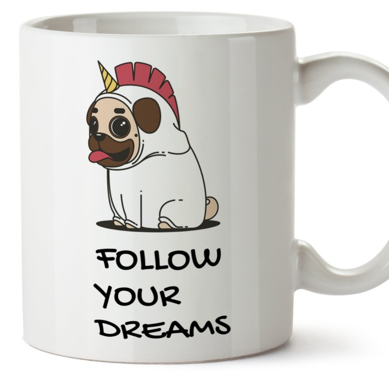 Mug Follow Your Dreams Chien x Licorne - Tasse de café – Idée Cadeau / tasse