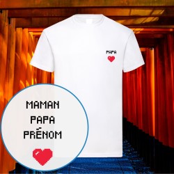 T-shirt Prénom Geek Love Pixel art -  prénom à personnaliser cadeau