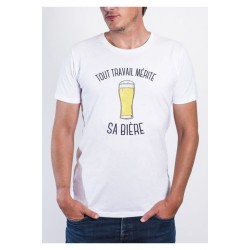 T-Shirt Tout travail mérite sa bière - Cadeau pour apéro