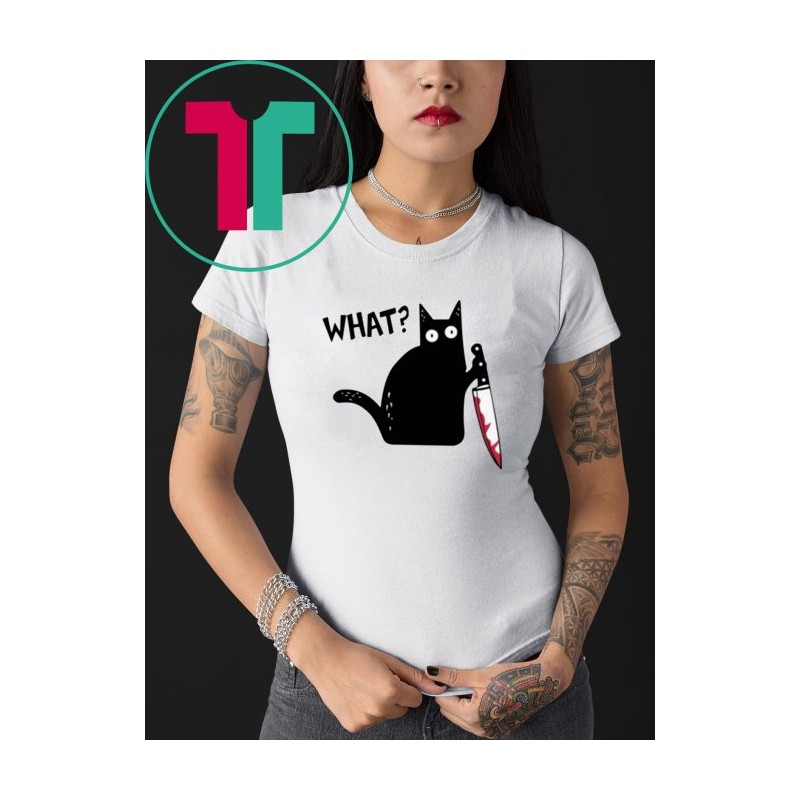 T-Shirt Chat noir avec un couteau plein de sang - Femme Cadeau