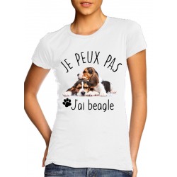 T-Shirt j'peux pas j'ai beagle - Femme Cadeau amour des chiens