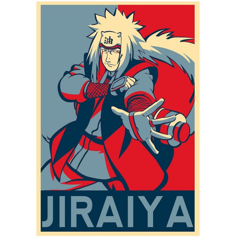 Poster Jiraiya propaganda - Affiche avec cadre tableau manga