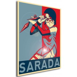 Poster Sarada Uchiha propaganda - Affiche avec cadre tableau manga