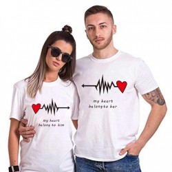 T-Shirt Couple Mon coeur lui appartient - Cadeau duo amoureux
