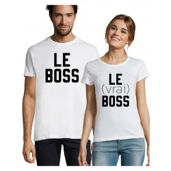 T-Shirt Couple le boss et le vrai boss  - Cadeau duo amoureux