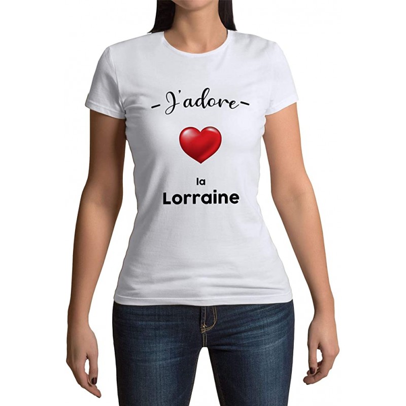 T-Shirt Femme Col Rond J'adore La Lorraine Region de France Metz