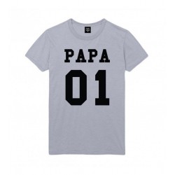 T-Shirt Papa avec numéro personnalisable - Adulte gris