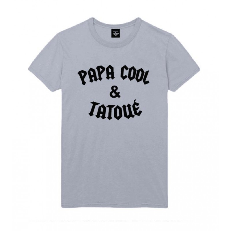 T-Shirt Papa cool et tatoué - Adulte et enfant GRIS