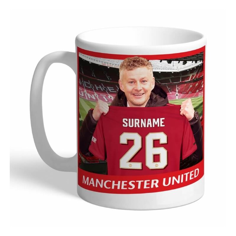 Mug Manchstester United nom et numéro au choix - Tasse en céramique café fan personnalisable