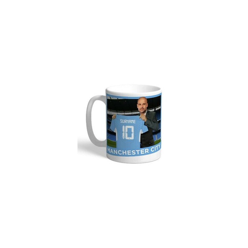 Mug Manchester City avec nom et numéro au choix - Tasse en céramique café Pep personnalisable
