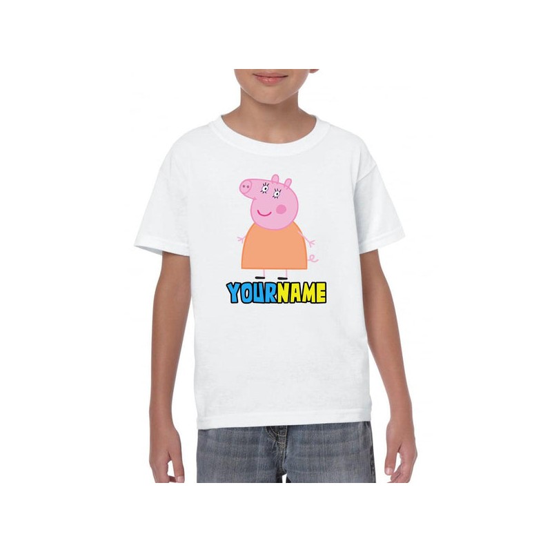 T-shirt Peppa Pig prénom personnalisable  - Cadeau enfant fille et garçon
