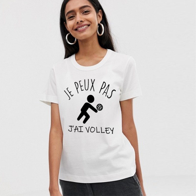 T-Shirt j'peux pas j'ai volley ball - Femme Cadeau sportive Couleur Gris  Taille XXL