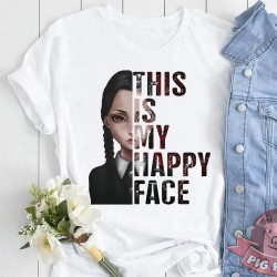T-Shirt Mercredi Family Adams - This is my happy face - femme et enfant