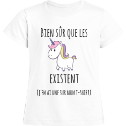 T-shirt Les licornes existent - Cadeau enfant fille et garçon