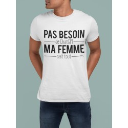 T-Shirt Pas Besoin De ChatGPT Ma Femme Sait Tout - homme Cadeau