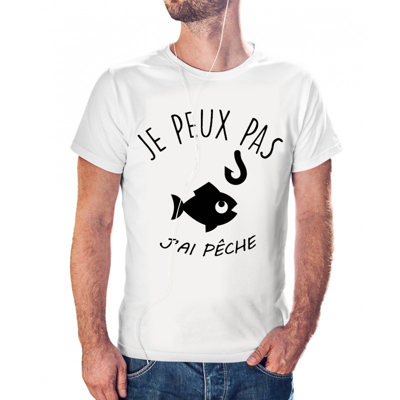 T-shirt j'peux j'peux pas j'ai pêche - cadeau homme pêcheur