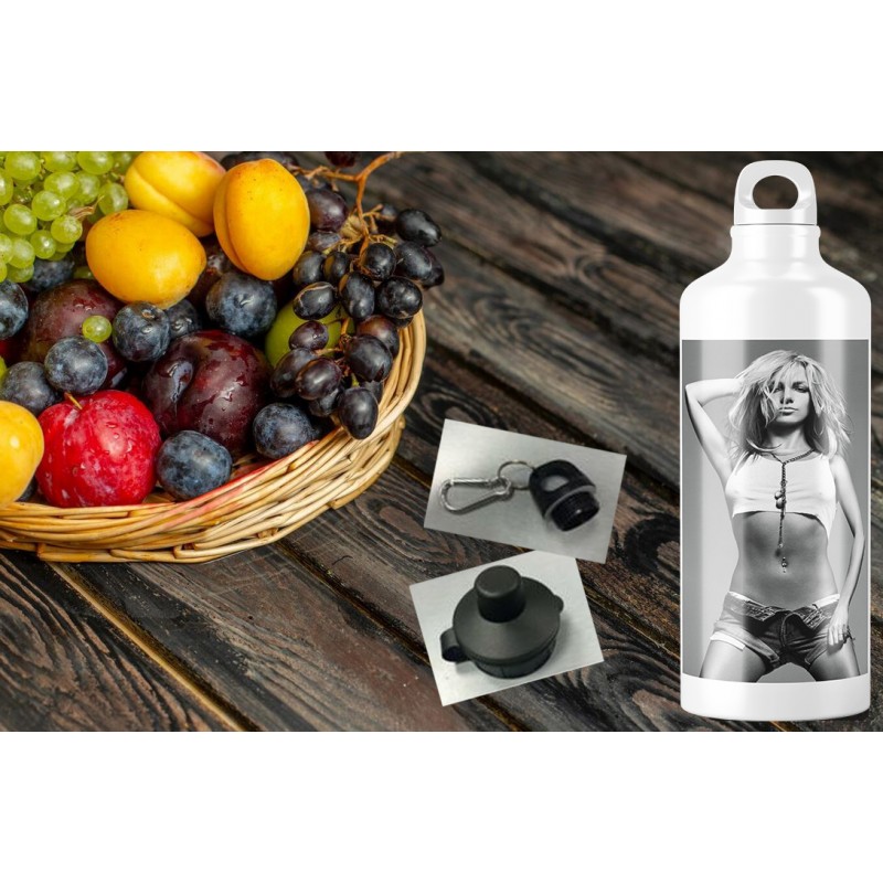 Gourde en aluminium - "Britney Spears" avec deux types de bouchon