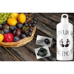 Gourde en aluminium - "J'peux pas je suis enceinte" avec deux types de bouchon